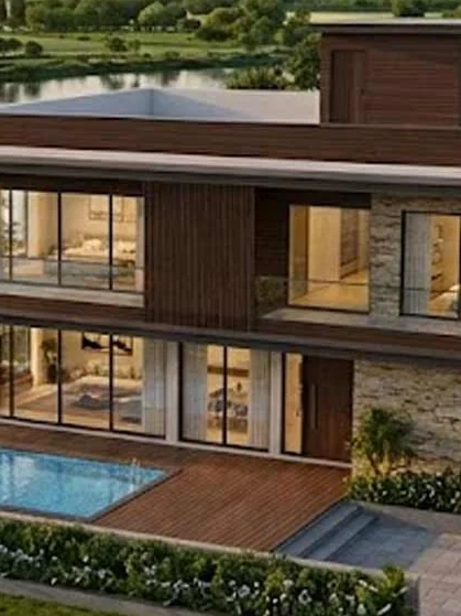 Embassy Riverine villa frontage and pool deck, artist impression