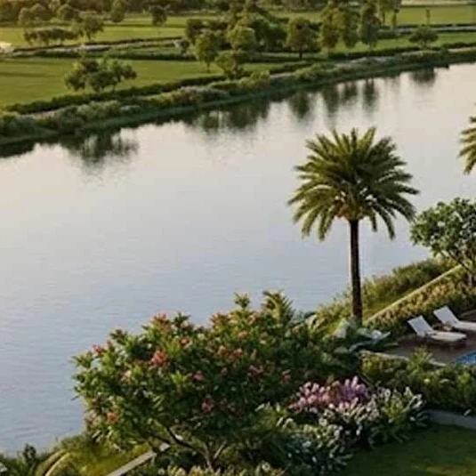 Water frontage and landscaped bank at Embassy Riverine, artist impression